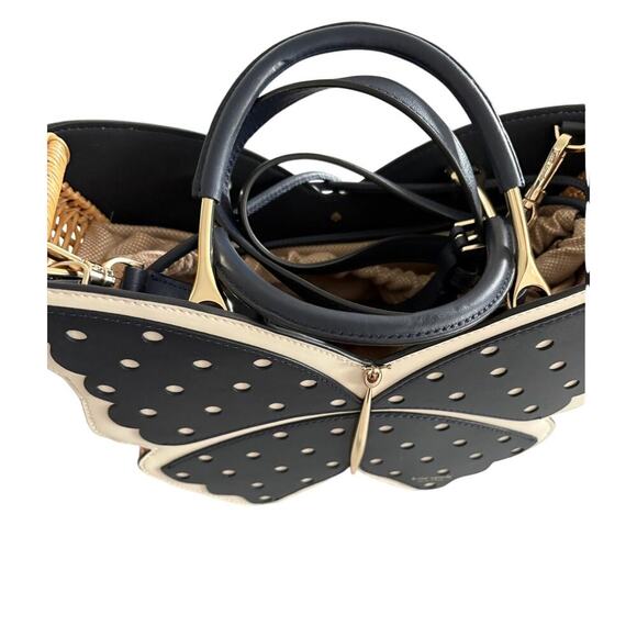 Kate Spade Wing It Polka Dot Wicker Butterfly Satchel - Brand New & Rare - Picture 11 of 14